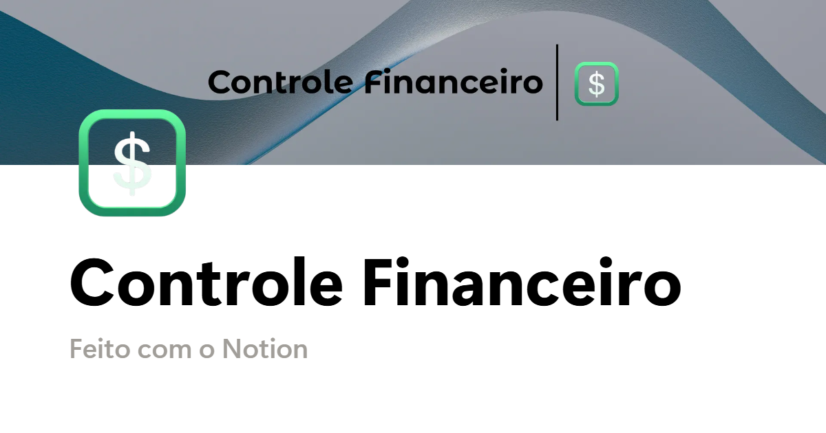 Capa do template de Notion Controle Financeiro